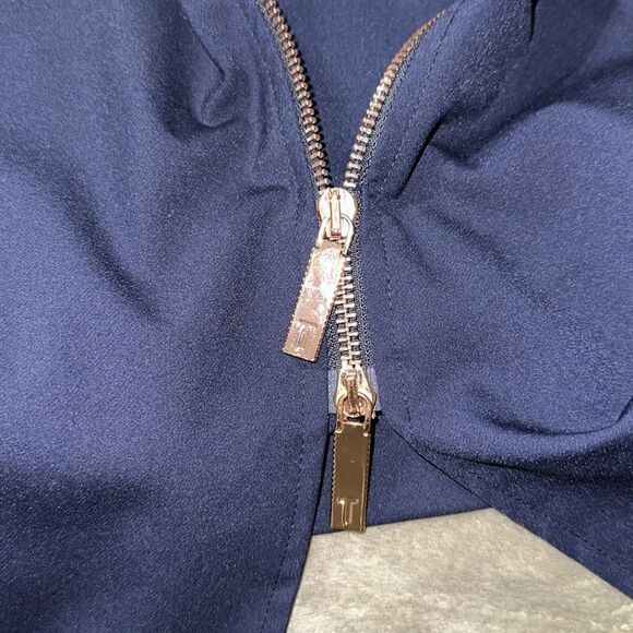 Ted Baker XL (5) Navy Kaara Midi Front Zip High Waist Belted Pencil Skirt - Picture 14 of 14